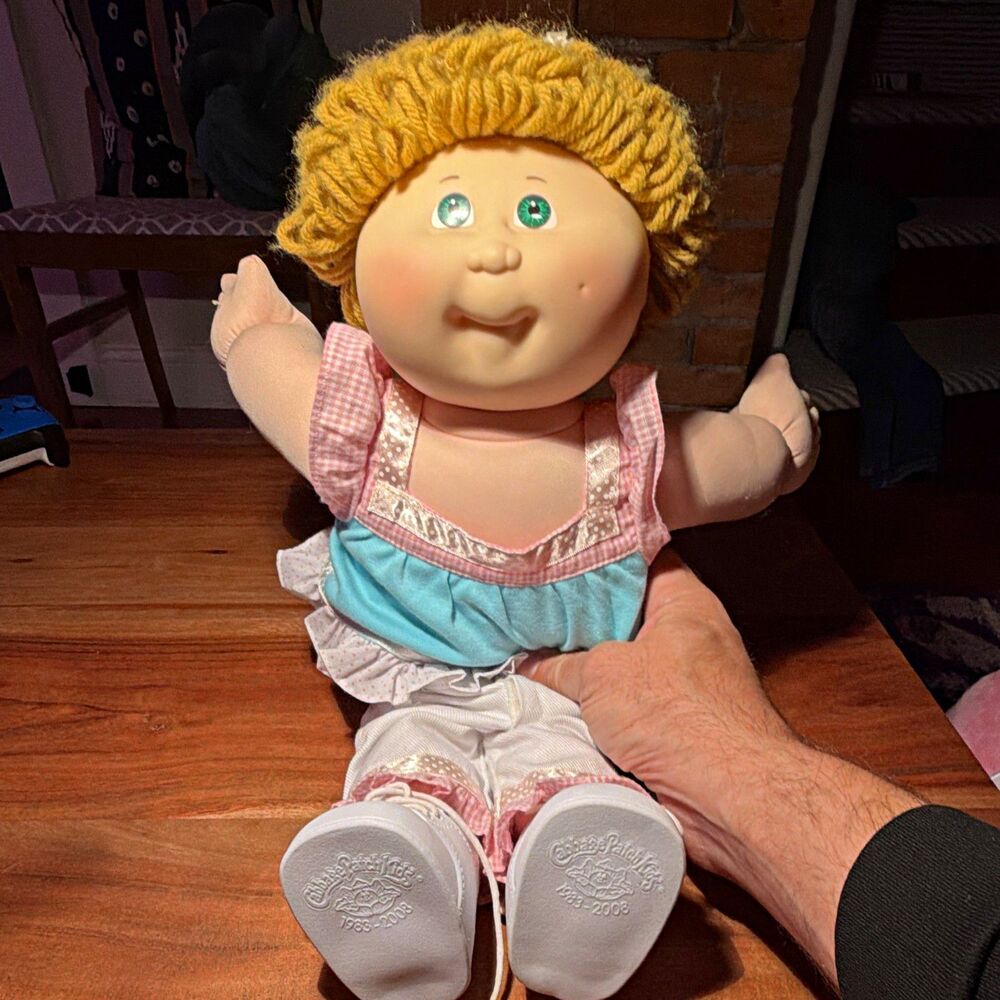Cabbage Patch Kids 25th Anniversary 25in Girl Doll Blonde Curly Signed 2007
